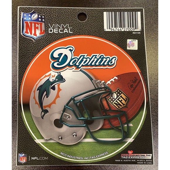 NFL Brand Miami Dolphins Vinyl Decal Officially Licensed Car Sticker Wall Decal - Picture 1 of 1
